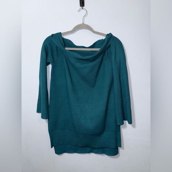 Anthropologie Women’s Green Elise Off The Shoulder Long Sleeved Sweater Small - Picture 1 of 12